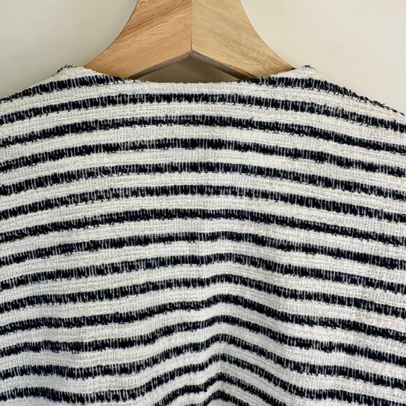 Loft Black and White Striped Open Front Cardigan Sweater Blazer Womens XS Petite - Picture 7 of 13